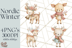 Hygge Nordic Winter Deer Rabbit Clip Art PNG Graphics Product Image 1