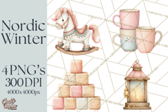 Hygge Nordic Winter Deer Rabbit Clip Art PNG Graphics Product Image 1