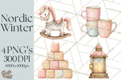 Hygge Nordic Winter Deer Rabbit Clip Art PNG Graphics Product Image 1