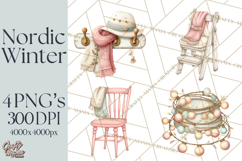 Hygge Nordic Winter Deer Rabbit Clip Art PNG Graphics Product Image 1