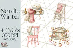 Hygge Nordic Winter Deer Rabbit Clip Art PNG Graphics Product Image 1