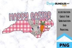 Sublimation Happy Easter State - North Carolina - Rabbit Product Image 1