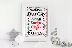 north pole delivery santa claus express on white frame
