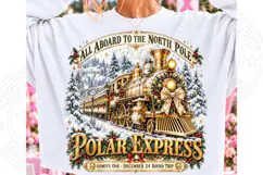 North Pole Express Christmas Train PNG | Vintage Golden Loco Product Image 1