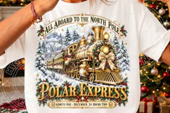 North Pole Express Christmas Train PNG | Vintage Golden Loco Product Image 3