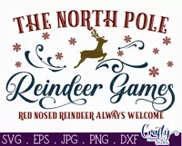 North Pole Reindeer Games Christmas Farmhouse Sign Svg Product Image 2