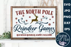 North Pole Reindeer Games Christmas Farmhouse Sign Svg Product Image 1