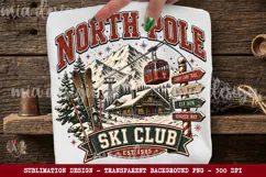 North Pole Ski Club PNG, Christmas Vintage Ski Sublimation Product Image 1