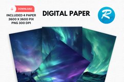 Northern Lights Digital Paper, Lights Background Product Image 1