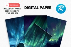 Northern Lights Digital Paper, Lights Background Product Image 1