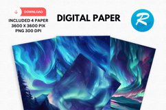Northern Lights Digital Paper, Lights Background Product Image 1