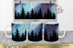 Northern Lights Full Mug Wrap Mug Wrap Sublimation Bundle with Colorful night sky in  Blue Night Sky full mug sublimation design