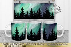 Northern Lights Full Mug Wrap Mug Wrap Sublimation Bundle with Colorful night sky in Green Night Sky full mug sublimation design