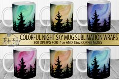 Northern Lights Full Mug Wrap Mug Wrap Sublimation Bundle with Colorful night sky in Pink Orange Yellow Green Purple Blue Night Sky full mug sublimation designs