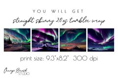 Northern Lights Tumbler  Wrap Bundle 4 PNG Sublimation Files