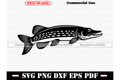 Northern Pike Fish Design Files SVG PNG DXF EPS PDF Product Image 1