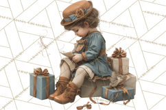 Vintage Christmas Clipart, Gingerbread Elf Digital Art Product Image 4