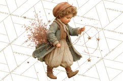 Vintage Christmas Clipart, Gingerbread Elf Digital Art Product Image 3