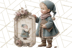 Vintage Christmas Clipart, Gingerbread Elf Digital Art Product Image 5