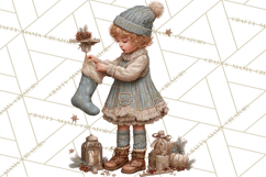 Vintage Christmas Clipart, Gingerbread Elf Digital Art Product Image 4