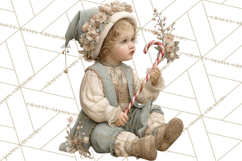 Vintage Christmas Clipart, Gingerbread Elf Digital Art Product Image 2