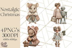 Vintage Christmas Clipart, Gingerbread Elf Digital Art Product Image 1