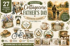 Nostalgic Cottagecore Father's Day Aesthetic Clipart Product Image 1
