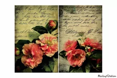 Vintage Old Letter Papers Floral Junk Journal JPG Product Image 2