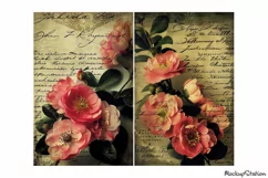Vintage Old Letter Papers Floral Junk Journal JPG Product Image 3