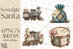 Vintage Santa Clipart, Victorian Christmas Digital Art PNG Product Image 1