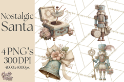Vintage Santa Clipart, Victorian Christmas Digital Art PNG Product Image 1