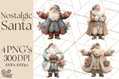 Vintage Santa Clipart, Victorian Christmas Digital Art PNG Product Image 1