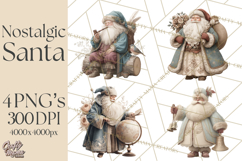 Vintage Santa Clipart, Victorian Christmas Digital Art PNG Product Image 1