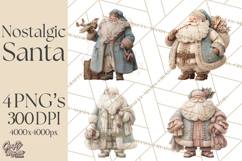 Vintage Santa Clipart, Victorian Christmas Digital Art PNG Product Image 1