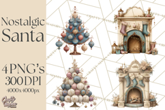 Vintage Santa Clipart, Victorian Christmas Digital Art PNG Product Image 1