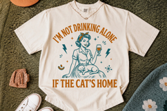 Not Drinking Alone Cat PNG, Trendy Retro Housewife Design Product Image 2