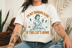 Not Drinking Alone Cat PNG, Trendy Retro Housewife Design Product Image 3
