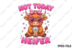 Not Today Heifer Highland Cow PNG Product Image 1