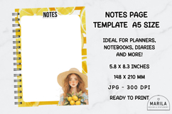 Lemon Girl Notes Page A5 Printable Template Product Image 1