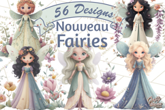 Art Nouveau Floral Fairies Clipart PNG, Flower Fairy Png Product Image 1