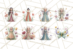 Art Nouveau Floral Fairies Clipart PNG, Flower Fairy Png Product Image 6