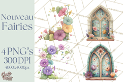 Art Nouveau Floral Fairies Clipart PNG, Flower Fairy Png Product Image 1