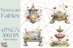 Art Nouveau Floral Fairies Clipart PNG, Flower Fairy Png Product Image 1