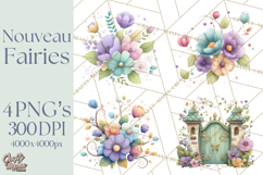 Art Nouveau Floral Fairies Clipart PNG, Flower Fairy Png Product Image 1