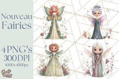 Art Nouveau Floral Fairies Clipart PNG, Flower Fairy Png Product Image 1