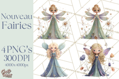Art Nouveau Floral Fairies Clipart PNG, Flower Fairy Png Product Image 1