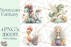 Art Nouveau Mythical Creatures Clipart PNG Product Image 1