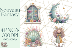 Art Nouveau Mythical Creatures Clipart PNG Product Image 1