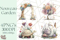 Art Nouveau Enchanted Garden Clipart and Clip Art Png Product Image 1