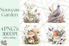 Art Nouveau Enchanted Garden Clipart and Clip Art Png Product Image 1